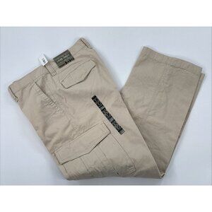 Old Navy Khaki Loose Cargo Pants Mens 33x32 Beige Straight Relaxed Y2K NEW